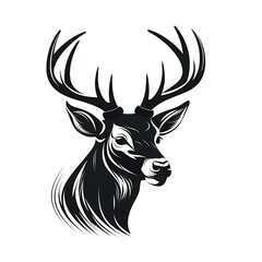 Big whitetail buck logo. Generative AI.