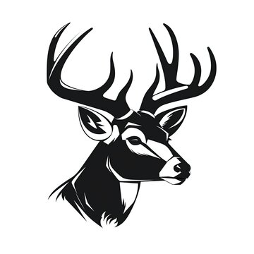 Big whitetail buck logo. Generative AI.