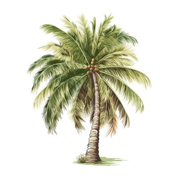 Drawing of a palm tree. Generative AI.