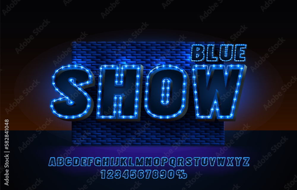 Fototapete show font set collection, letters and numbers symbol. vector