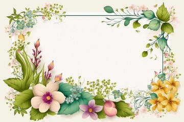 Naklejka na ściany i meble Border frame with floral pattern Generative AI