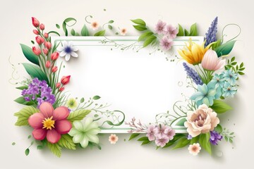 Border frame with floral pattern Generative AI