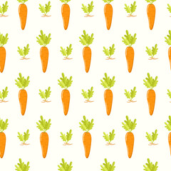 Seamless pattern of hand drawn of doodle carrots on isolated background. Design for celebration Easter, springtime, summertime. Vegetable design for scrapbooking, textile, home decor, paper craft.
