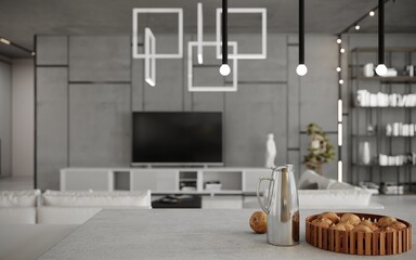  3d rendering  modern house interior design