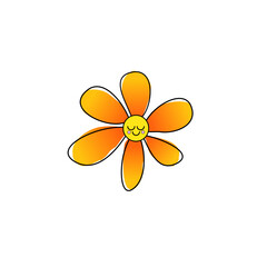 Fototapeta na wymiar orange and yellow gradient smiling flower