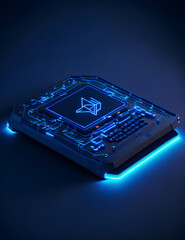 AI Künstliche Intelligenz ein blau leuchtender Chip