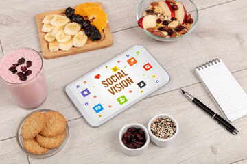 Healthy Tablet Pc compostion, social networking concept