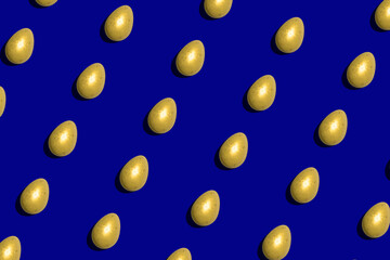 golden eggs easter on royal blue background illustration print