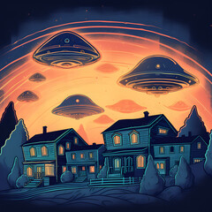 ufos over houses