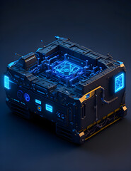 AI Künstliche Intelligenz ein blau leuchtender Chip