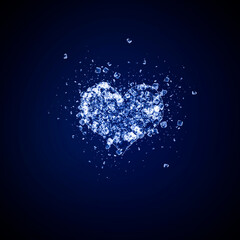 Assembled heart shape from pieces of ice