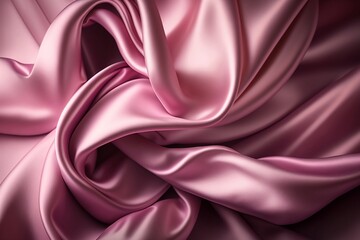 Pink shiny silk fabric background. Generative ai.