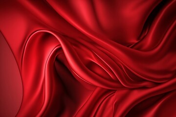 Fototapeta na wymiar Red shiny silk fabric background. Generative ai.