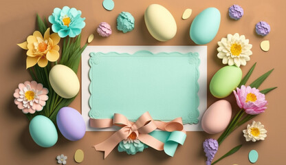Naklejka na ściany i meble Easter scene with frame for ads or websites generative ai