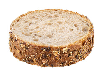 Wholegrain bread slice with oats isolated on white background