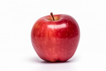 Whole red, pink apple fruit with leaf isolated on white background, with clipping path. generative ai
