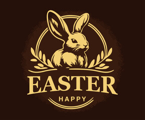 Easter bunny logo template. Cute rabbit vector illustration.