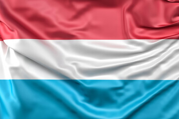 Ruffled Flag of Luxembourg. 3D Rendering