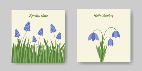 Spring postcard layout. Background from spring flowers. Vector illustration