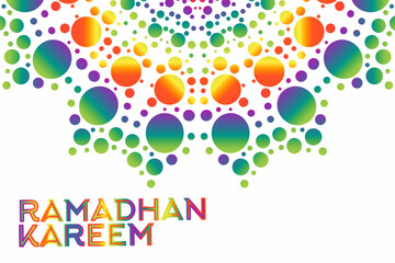 Beautiful ramadhan kareem lettering typography design with colourful mandala circle gradient line art