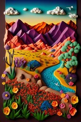 Obraz na płótnie Canvas A fun and colorful landscape made from clay. Generative AI. 