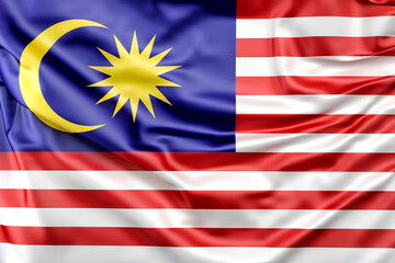 Ruffled Flag of Malaysia. 3D Rendering