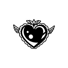 vector illustration of a black heart with wings
