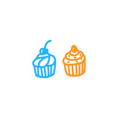 cute cake doodle illustration vector