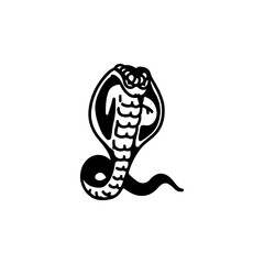 black cobra snake doodle illustration vector