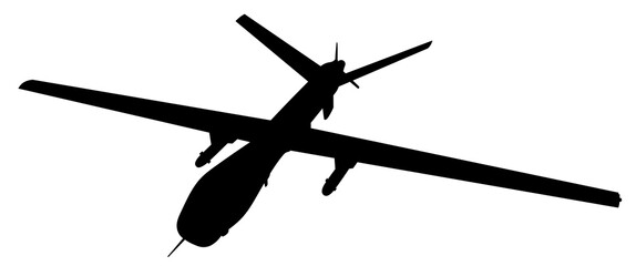 The General Atomics MQ-9 Reaper. U.S. reconnaissance drone silhouette. Air reconnaissance in war. U.S. Military Aviation.