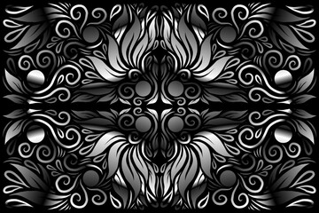 Beautiful caleidoscope symmetrical colourful gradient flowers line art of traditional background batik dayak ornament design template elements
