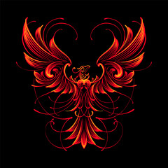 the phoenix ornament illustration vector
