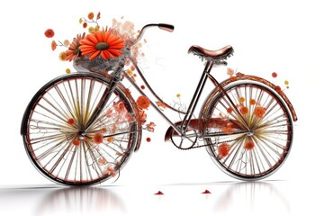 red bicycle on a white background