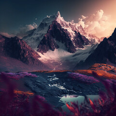frozen mountain, with a beautiful landscape