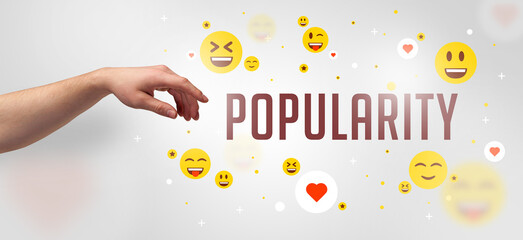 Close-Up of cropped hand pointing at social media concept