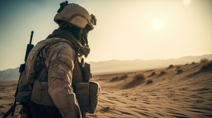 army in the desert, desert storm, generative ai