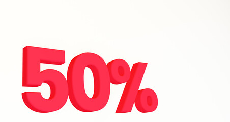 Red 3d numbers on white isolated background.