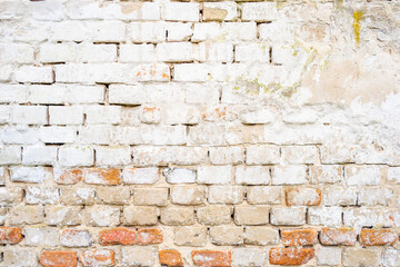 old weathered white painted bricks, background