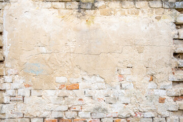 old weathered white painted bricks, background