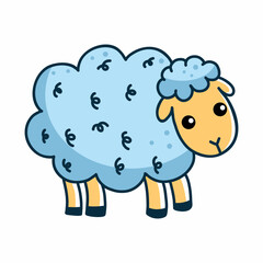 Cute lamb on white background. Ram. Illustration for children.