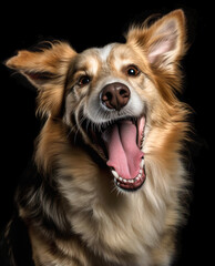 Studio portrait of a happy dog - generative AI