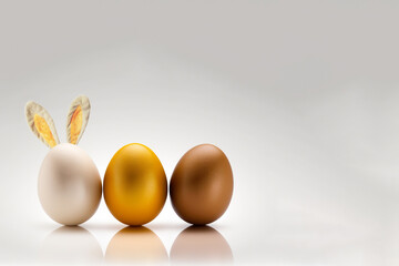 three easter eggs with Bunny Ears