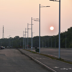 station at sunset