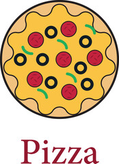 Professionally drawn pizza illustration on a white background