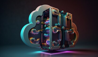 digital cloud storage icon server online social network. Generative ai