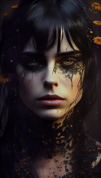 Concept image of a beautiful woman in sadness