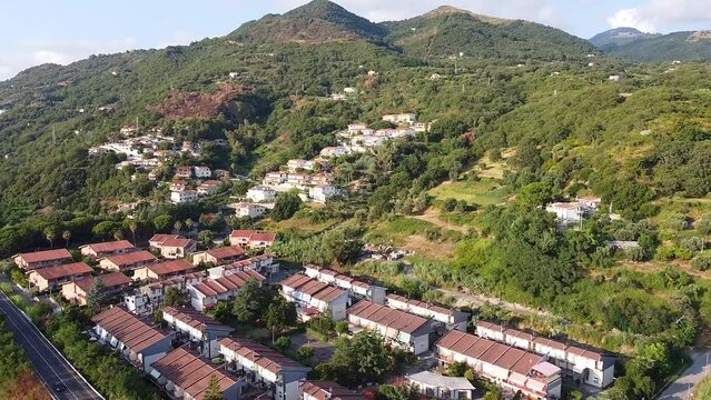 Aerial view over Torremezzo di Falconara, village in Calabria, Italy