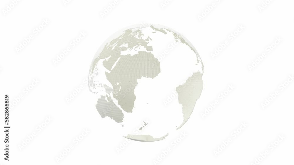 Poster earth globe white color. animation revolves around itself seamless loop. alpha channel and green scr
