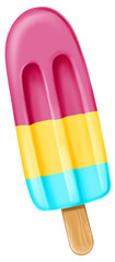 Three-color ice cream on a stick
