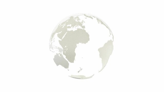 Earth globe white color. Animation revolves around itself seamless loop. Alpha Channel and Green Screen. Designed in minimal concept. 3D Render.